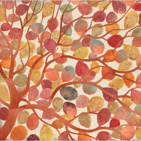 Shimmering Copper Leaves White Modern Wood Framed Art Print by Wyatt, Norman Jr.