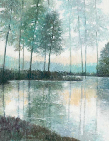 Morning Trees 2 White Modern Wood Framed Art Print with Double Matting by Wyatt, Norman Jr.