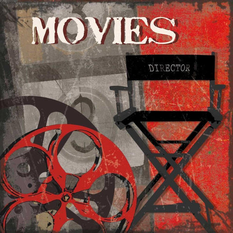 MOVIE TIME Black Modern Wood Framed Art Print by Smith, Sandra