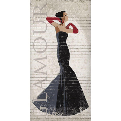 Black Dress Glamour Black Modern Wood Framed Art Print with Double Matting by Smith, Sandra