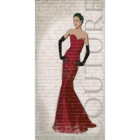 Red Dress Glamour Black Modern Wood Framed Art Print by Smith, Sandra