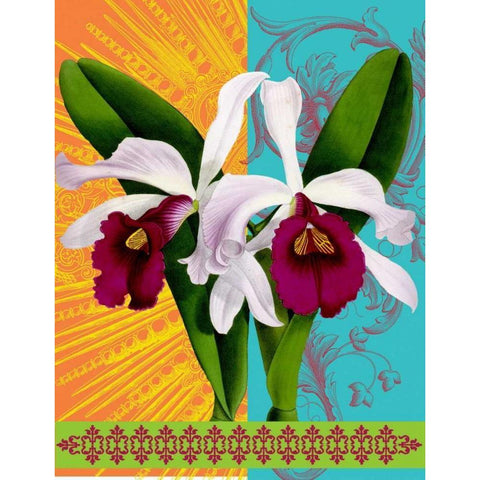 Star Burst Orchid Gold Ornate Wood Framed Art Print with Double Matting by Robertson, Walter