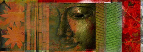 Buddha Story White Modern Wood Framed Art Print with Double Matting by Robertson, Walter