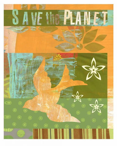 Save the Planet White Modern Wood Framed Art Print with Double Matting by Robertson, Walter