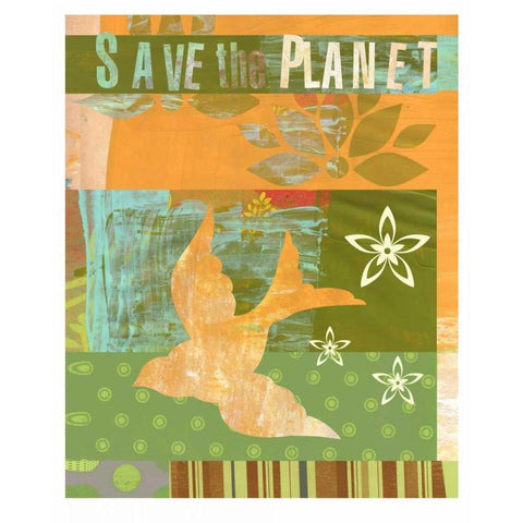 Save the Planet Black Modern Wood Framed Art Print by Robertson, Walter