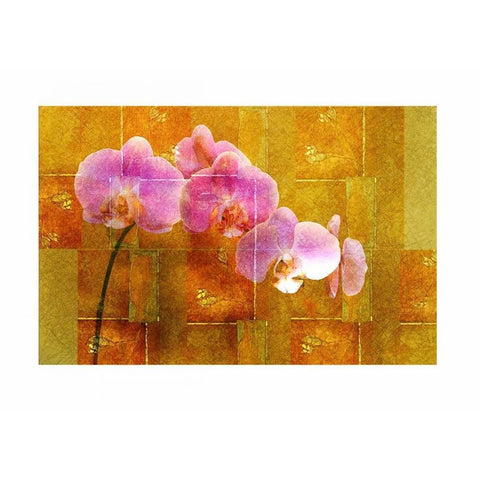 Sheer Pink Orhcid Gold Ornate Wood Framed Art Print with Double Matting by Robertson, Walter