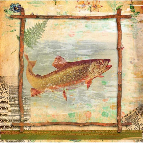 Trout Nature Black Modern Wood Framed Art Print by Robertson, Walter