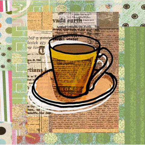 Script Coffee White Modern Wood Framed Art Print by Robertson, Walter