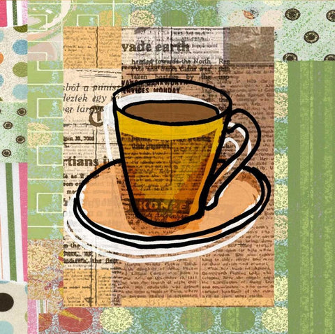 Script Coffee White Modern Wood Framed Art Print with Double Matting by Robertson, Walter