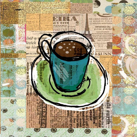 Text Coffee  Black Modern Wood Framed Art Print with Double Matting by Robertson, Walter
