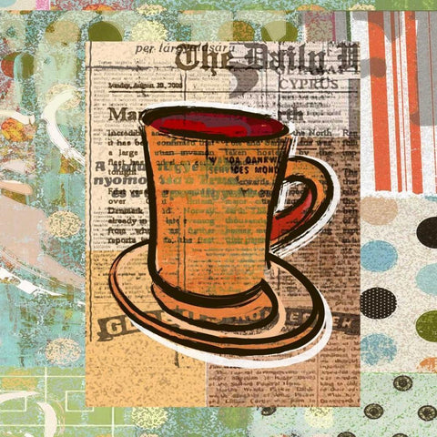 Daily Coffee Gold Ornate Wood Framed Art Print with Double Matting by Robertson, Walter