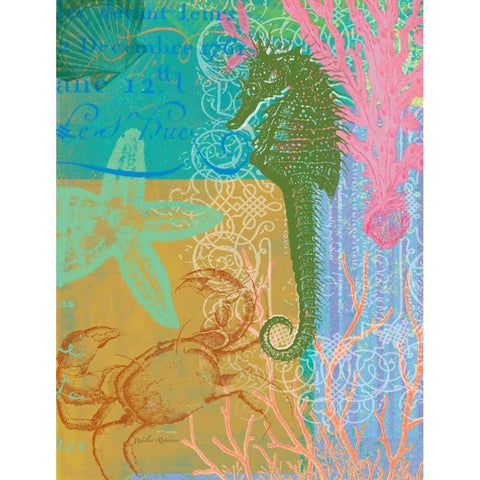Layered Seahorse White Modern Wood Framed Art Print by Robertson, Walter