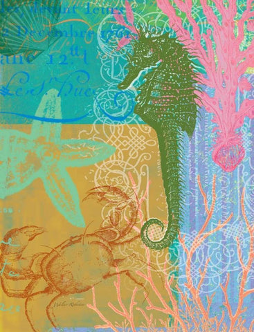Layered Seahorse Black Ornate Wood Framed Art Print with Double Matting by Robertson, Walter
