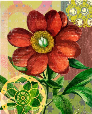 Peony Story White Modern Wood Framed Art Print with Double Matting by Robertson, Walter