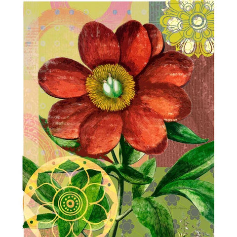 Peony Story Black Modern Wood Framed Art Print with Double Matting by Robertson, Walter