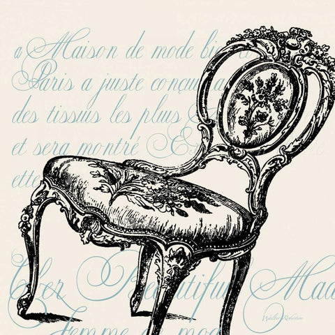 Script Chair Single Black Modern Wood Framed Art Print with Double Matting by Robertson, Walter