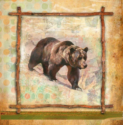 Bear Nature Black Ornate Wood Framed Art Print with Double Matting by Robertson, Walter