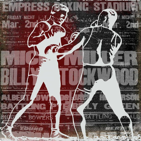 Boxer Story 2 Black Modern Wood Framed Art Print with Double Matting by Robertson, Walter