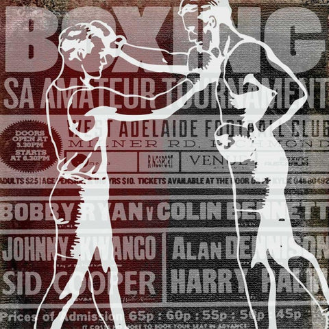 Boxer Story 4 White Modern Wood Framed Art Print with Double Matting by Robertson, Walter