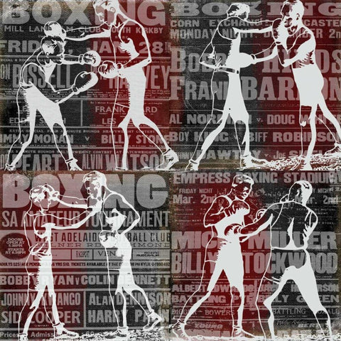 Epic Boxer Story Black Modern Wood Framed Art Print with Double Matting by Robertson, Walter