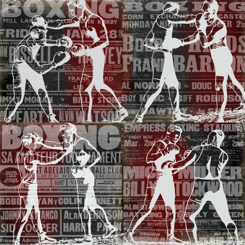 Epic Boxer Story White Modern Wood Framed Art Print with Double Matting by Robertson, Walter