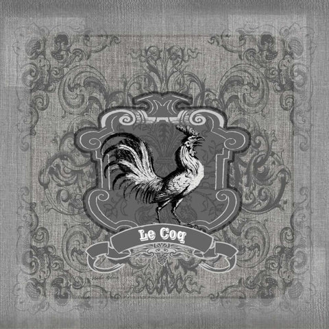 Filigree Rooster White Modern Wood Framed Art Print by Robertson, Walter