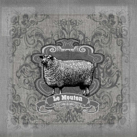 Filigree Sheep Black Ornate Wood Framed Art Print with Double Matting by Robertson, Walter