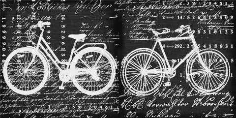 Script Bicycle Black Ornate Wood Framed Art Print with Double Matting by Robertson, Walter