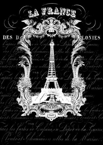 La France Black Ornate Wood Framed Art Print with Double Matting by Robertson, Walter