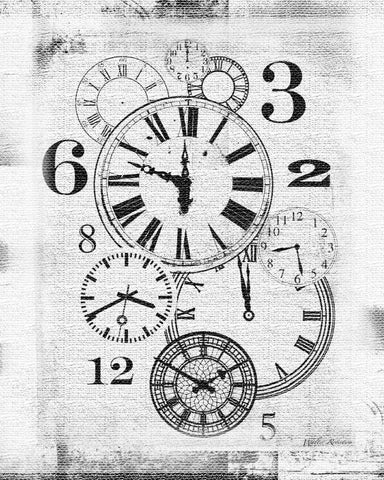 About Time White Black Ornate Wood Framed Art Print with Double Matting by Robertson, Walter