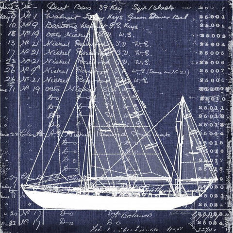 Schooner Blueprint 2 Gold Ornate Wood Framed Art Print with Double Matting by Robertson, Walter