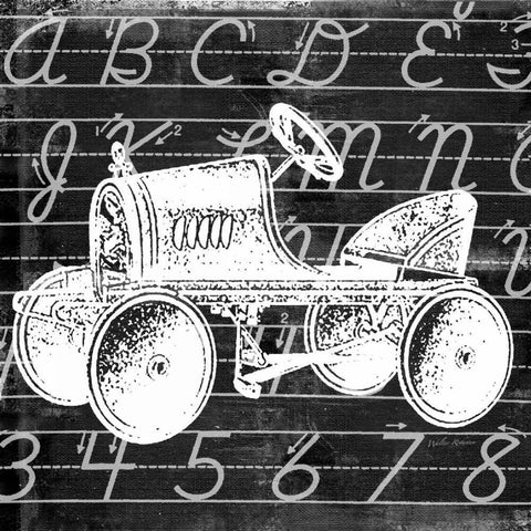 Blackboard Tractor Gold Ornate Wood Framed Art Print with Double Matting by Robertson, Walter