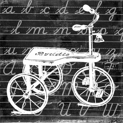 Blackboard Tricycle Black Modern Wood Framed Art Print by Robertson, Walter