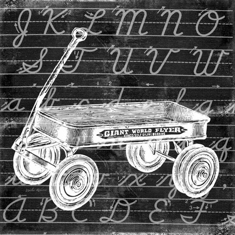Blackboard Wagon Black Ornate Wood Framed Art Print with Double Matting by Robertson, Walter