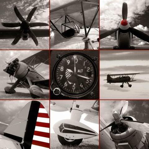 Aircraft Montage Black Ornate Wood Framed Art Print with Double Matting by McCarthy, Matt