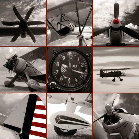 Aircraft Montage White Modern Wood Framed Art Print by McCarthy, Matt