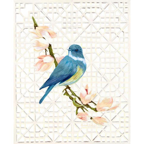 Song Bird and Trellis Black Modern Wood Framed Art Print by Sarah, Colleen