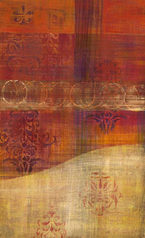 Bombay Silk 1 Black Ornate Wood Framed Art Print with Double Matting by Dascher, Dennis