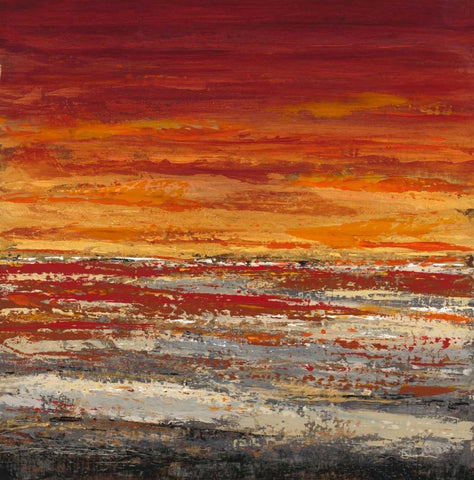 Autumn Sunset White Modern Wood Framed Art Print with Double Matting by Dascher, Dennis