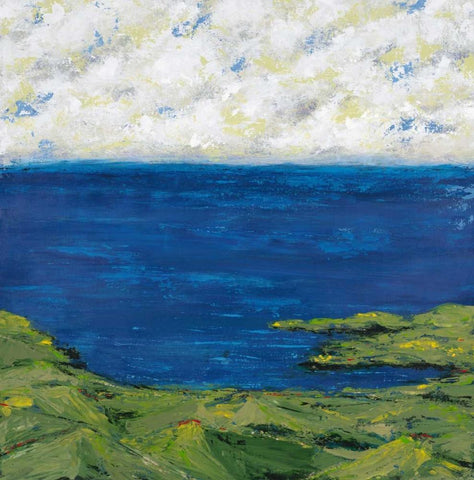 Helix Beach Blue 1 Black Ornate Wood Framed Art Print with Double Matting by Dascher, Dennis