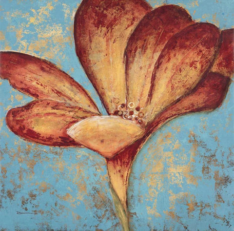 Contemporary Floral 1 White Modern Wood Framed Art Print with Double Matting by Dascher, Dennis