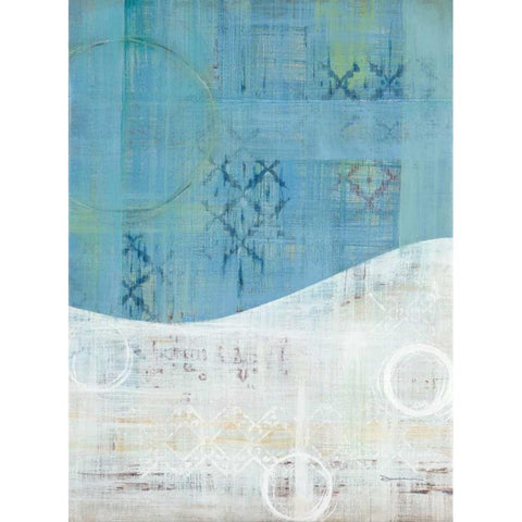 India Silk Blue White Modern Wood Framed Art Print by Dascher, Dennis