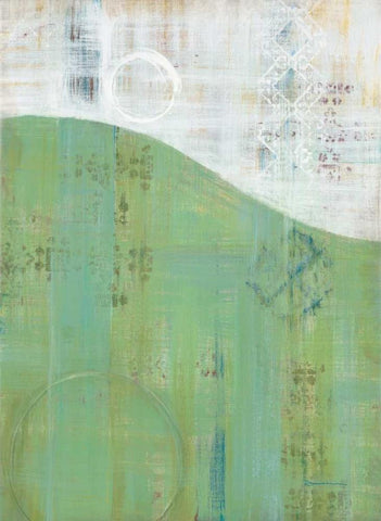 India Silk Green Black Ornate Wood Framed Art Print with Double Matting by Dascher, Dennis