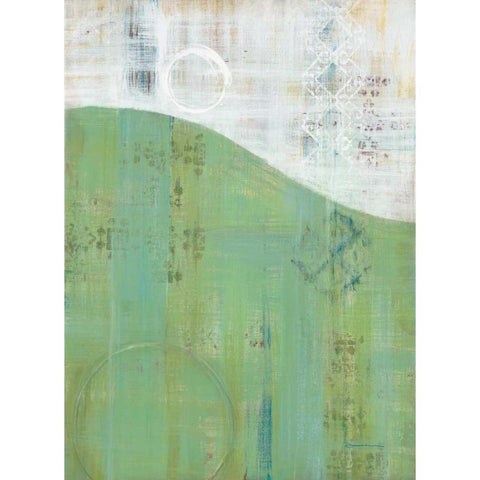 India Silk Green Black Modern Wood Framed Art Print with Double Matting by Dascher, Dennis