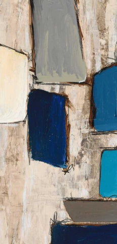 Blue Squared Detail 1 White Modern Wood Framed Art Print with Double Matting by Dascher, Dennis