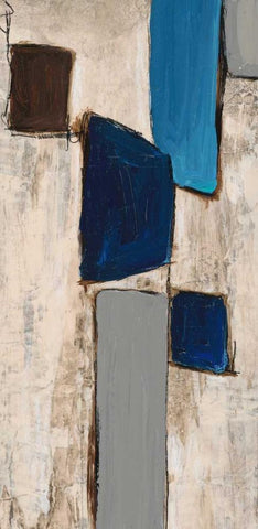 Blue Squared Detail 5 Black Ornate Wood Framed Art Print with Double Matting by Dascher, Dennis