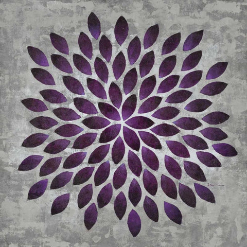 Plum Star Burst 1 White Modern Wood Framed Art Print by Dascher, Dennis