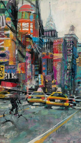 New York Street 1 Black Ornate Wood Framed Art Print with Double Matting by Mollica, Patti