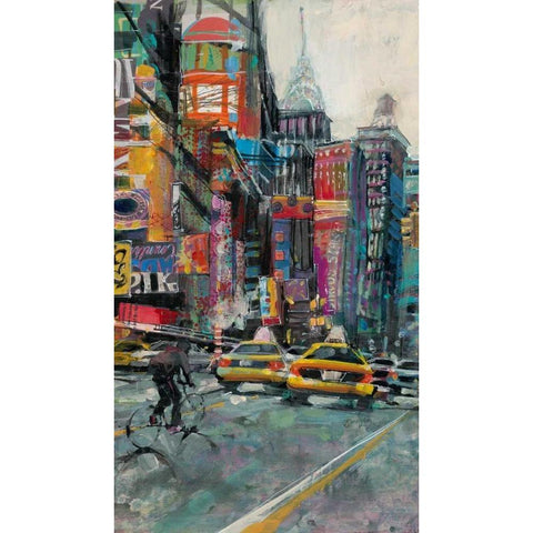 New York Street 1 Black Modern Wood Framed Art Print with Double Matting by Mollica, Patti