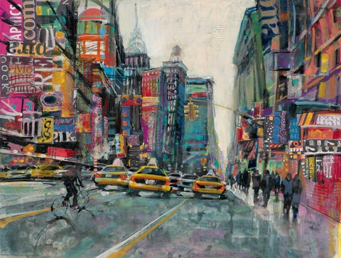 New York Collage 1 White Modern Wood Framed Art Print with Double Matting by Mollica, Patti